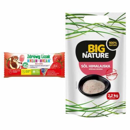 Zdrowy Lizak Mniam - Mniam TRUSKAWKA Łezka - Starpharma + Sól Himalajska Różowa Drobna 2,2 kg - Big Nature