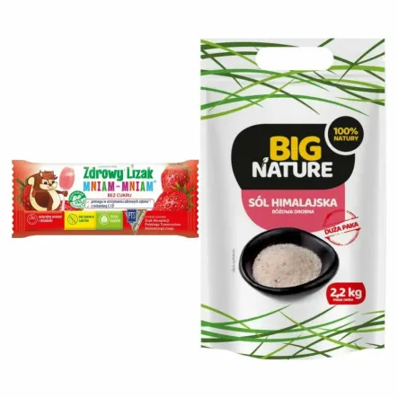 Zdrowy Lizak Mniam - Mniam TRUSKAWKA Łezka - Starpharma + Sól Himalajska Różowa Drobna 2,2 kg - Big Nature