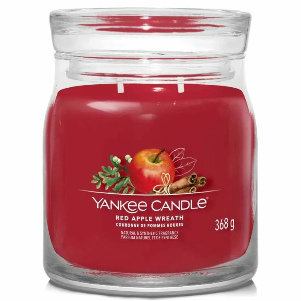 Świeca Średnia  RED APPLE WREATH - Wosk Sojowy 368 g - YANKEE CANDLE