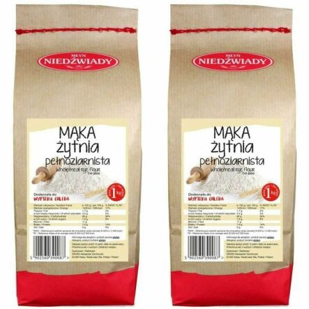 2 x Mąka Żytnia Pełnoziarnista Typ 2000 1 kg - Młyn Niedźwiady