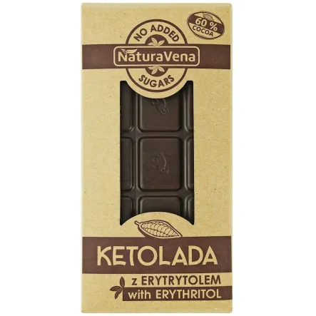 KETOLADA Czekolada Gorzka 60% z Erytrytolem 100 g - NaturAvena