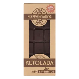 Przepyszna KETOLADA® Czekolada 60% z Erytrytolem 100 g - tylko kakao i erytrol !