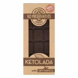 Przepyszna KETOLADA® Czekolada 60% z Erytrytolem 100 g - tylko kakao i erytrol !