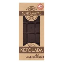 Przepyszna KETOLADA® Czekolada 60% z Erytrytolem 100 g - tylko kakao i erytrol !