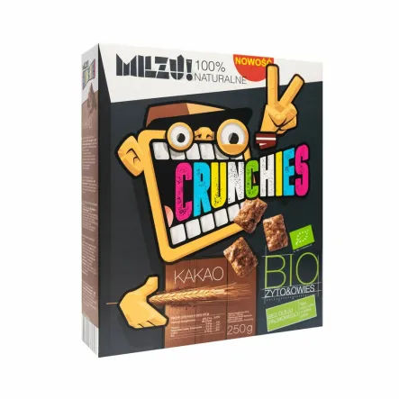 Płatki Crunchies Żytnio Owsiane Kakaowe Bio 250 g Milzu