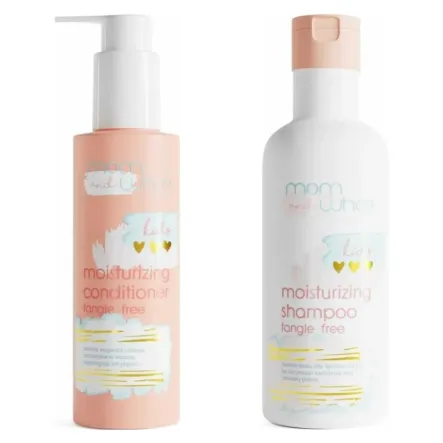 Nawilżająca Odżywka Ułatwiająca Rozczesywanie Włosów Dla Dzieci 150 ml - Mom And Who? + Nawilżający Szampon Zapobiegający Plątaniu Się Włosów Dla Dzieci 250 ml - Mom And Who?