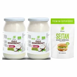 Zestaw 2 x  Olej Kokosowy Virgin Nierafinowany Bio 900 ml Intenson + Seitan - Białko Pszenne 150 g - Intenson