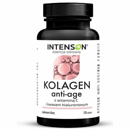 Kolagen ANTI-AGE+ Kwas Hialuronowy+ Witamina C  120 Tabletek - Intenson