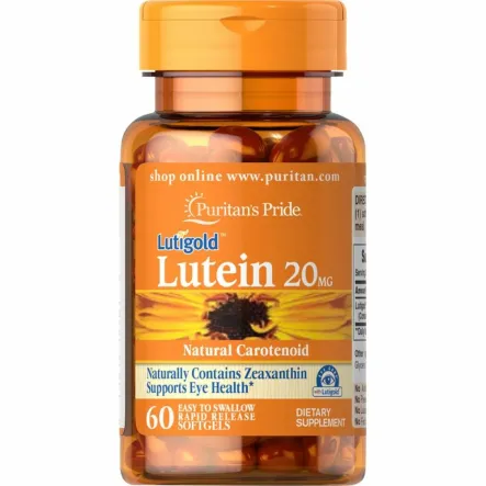 Luteina 20 mg 60 Kapsułek - Puritan's Pride - Przecena Krótka Data Minimalnej Trwałości
