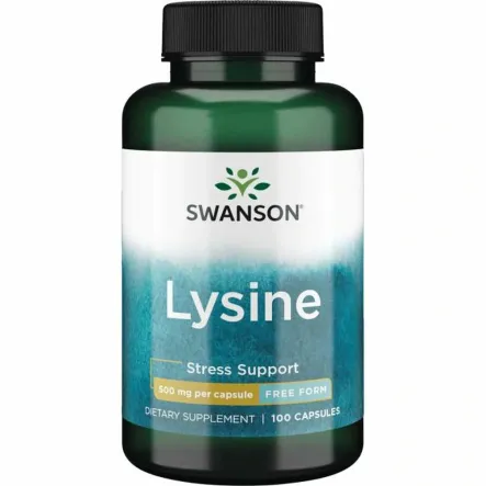 L-Lizyna 500 mg 100 Kapsułek - Swanson - Wyprzedaż