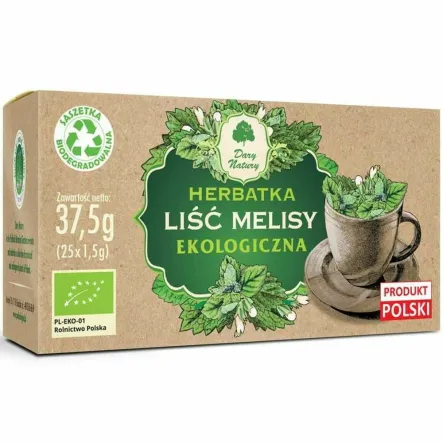 Liść Melisy Herbatka Eko 37,5 g (25x 1,5 g) - Dary Natury
