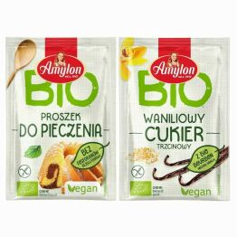 Zestaw Proszek do Pieczenia Bezglutenowy Bio 12 g - Amylon + Cukier Waniliowy Bio 20 g - Amylon