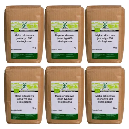 6 x Mąka Orkiszowa Jasna Typ 650 Eko 1 kg - Młyn Kopytowa