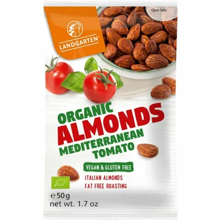 Migdały Prażone o Smaku Pomidorowo - Ziołowym Bezglutenowe Bio 50 g - Landgarten