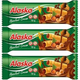 3 x Rurki Kukurydziane Nadziewane Kremem o Smaku Orzechowym Bezglutenowe 18 g - Alaska
