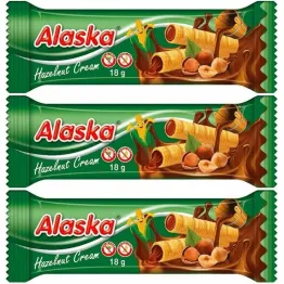 3 x Rurki Kukurydziane Nadziewane Kremem o Smaku Orzechowym Bezglutenowe 18 g - Alaska