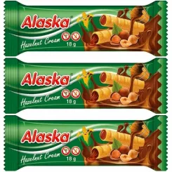 3 x Rurki Kukurydziane Nadziewane Kremem o Smaku Orzechowym Bezglutenowe 18 g - Alaska