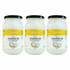 Zestaw 3 x Olej Kokosowy Bezzapachowy Rafinowany 900 ml  -  Natur Planet