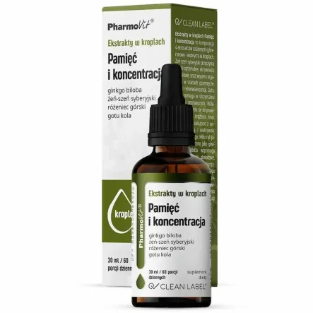 Pamięć i Koncentracja Ekstrakty w Kroplach 30 ml - Pharmovit