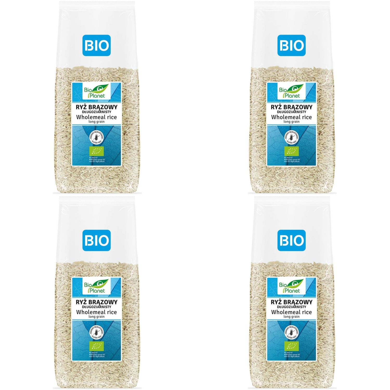 4 x Ryż Brązowy Długoziarnisty Bezglutenowy Bio 1 kg - Bio Planet