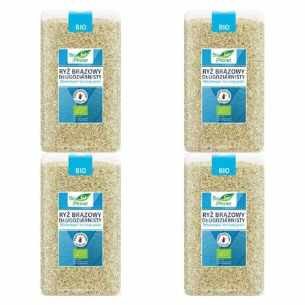 4 x Ryż Brązowy Długoziarnisty Bezglutenowy Bio 1 kg - Bio Planet