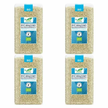 4 x Ryż Brązowy Długoziarnisty Bezglutenowy Bio 1 kg - Bio Planet