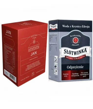 JAN - Woda Lecznicza w Kartonie 3 l - Kryniczanka + Słotwinka - Karton 3 l - Woda Lecznicza - Krynica