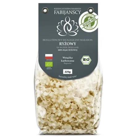 Makaron z Ryżu Biały Wstążka Karbowana Reginette Bio 225 g - Fabijańscy