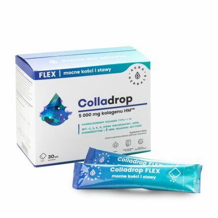Colladrop Flex Kolagen Morski Mocne Stawy i Kości 5000 mg 30 Saszetek - Aura Herbals - Wyprzedaż