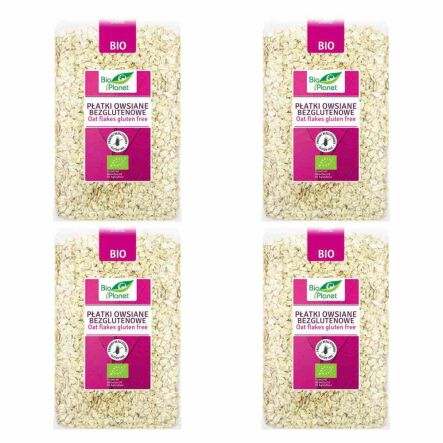 Zestaw 4 x Płatki Owsiane Bezglutenowe Bio 1 kg Bio Planet