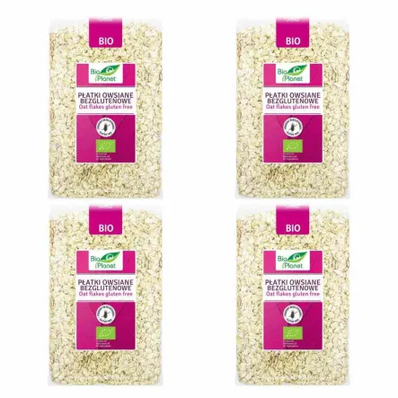 Zestaw 4 x Płatki Owsiane Bezglutenowe Bio 1 kg Bio Planet