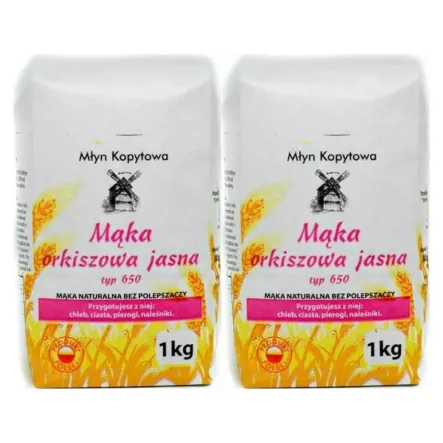 2 x Mąka Orkiszowa Jasna Typ 650 1 kg - Młyn Kopytowa