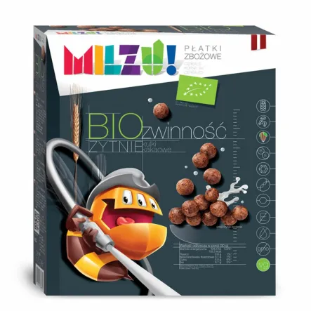 Płatki Żytnio - Owsiane Kulki Kakaowe Zwinność Bio 400 g - Milzu
