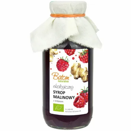 Syrop Malinowy z Imbirem Bio 330 ml - Batom - Przecena Krótka Data Minimalnej Trwałości