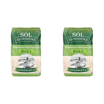 2 x Sól Kłodawska Kamienna Spożywcza Biała Jodowana 1 kg - Kopalnia Soli Kłodawa