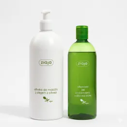 Żel Pod Prysznic Oliwkowy 500 ml + Oliwka do Masażu z Olejem z Oliwek 500 ml - Ziaja