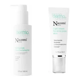 Zestaw Oczyszczający Żel do Mycia Twarzy 150 ml - Nacomi + Lekki Krem do Skóry Trądzikowej 50 ml - Nacomi