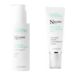 Zestaw Oczyszczający Żel do Mycia Twarzy 150 ml - Nacomi + Lekki Krem do Skóry Trądzikowej 50 ml - Nacomi