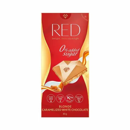 Czekolada Biała Karmelizowana Bez Dodatku Cukru 85 g - RED