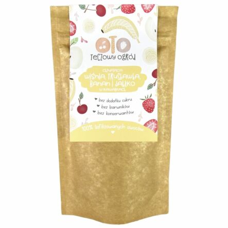 Owoce Liofilizowane w Kawałkach Bez Dodatku Cukru  - Wiśnia Truskawka Banan Jabłko 20 g - Otolandia