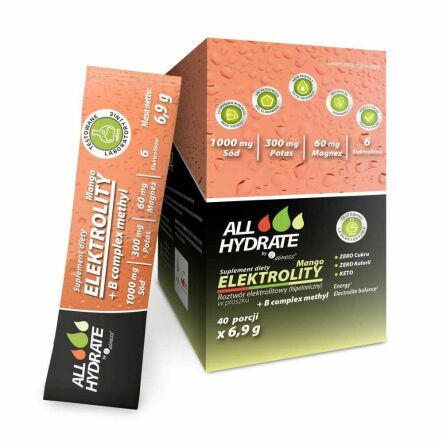 ALLHydrate Elektrolity Mango+ B Complex Methyl 40 Saszetek - Aliness