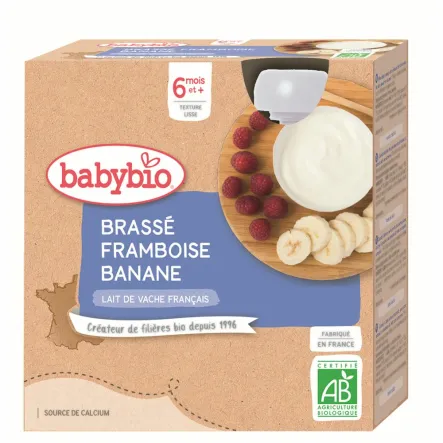 Deser Jogurt Malinowo-Bananowy od 6 Miesiąca Bio 4x85 g - Babybio