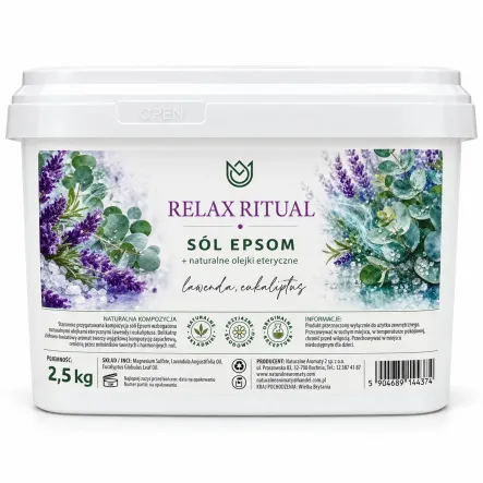 Sól Epsom Lawenda i Eukaliptus z Naturalnymi Olejkami Eterycznymi 2,5 kg - Relax Ritual