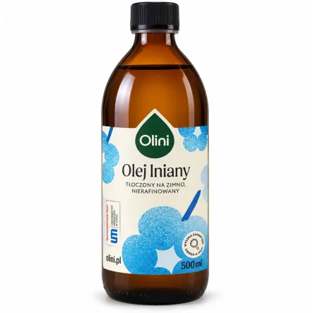 Olej Lniany Tłoczony na Zimno Nierafinowany 500 ml - Olini (COLD)
