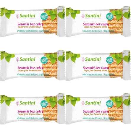 Zestaw 6 x Sezamki Bez Dodatku Cukru z Ksylitolem i Maltitolem 27 g - Santini