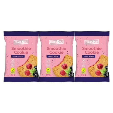 3 x Ciastko Owsiane z Nadzieniem z Malin i Jeżyn Bezglutenowe Bez Dodatku Cukru 50 g - Frank and Oli