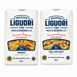 Makaron Fusilli Corti Bucati z Pszenicy Durum Pasta di Gragnano IGP 500 g + Makaron Casarecce z Pszenicy Durum Pasta di Gragnano IGP 500 g Liguori