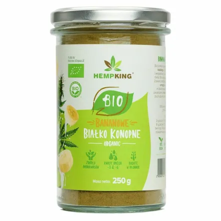 Białko Konopne Bananowe Bezglutenowe Bio 250 g-  Hempking