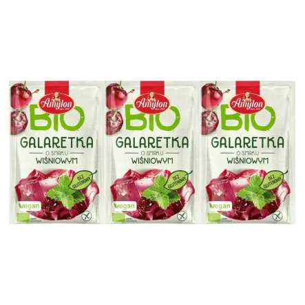 3 x Galaretka o Smaku Wiśniowym z Agarem Bezglutenowa Bio 40 g - Amylon