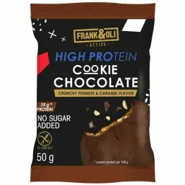 Ciastko Proteinowe Chrupiące Orzeszki Ziemne i Karmel Bez Dodatku Cukru Bezglutenowe 50 g - Frank&Oli
